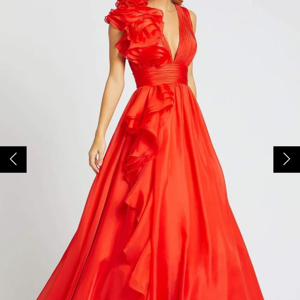 Mac Duggal Red Elegant Ruffled Gown